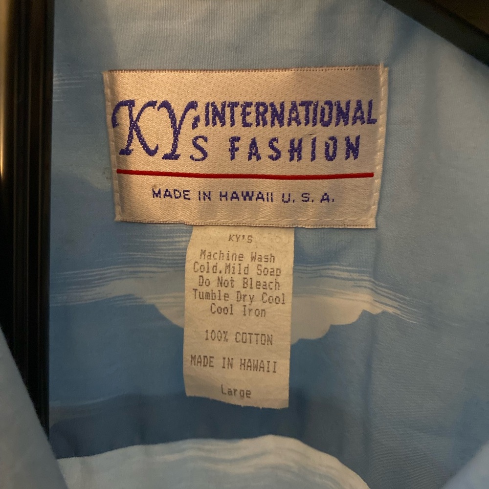 Light Blue Hawaiian Vintage Surf Print Short Sleeve Shirt - Picture 3 of 5